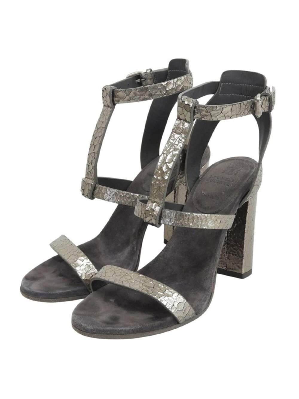 Brunello Cucinelli Crack Strap Sandals Shoes Gray